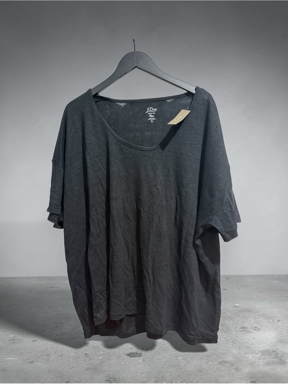 J.Crew Scoop Neck Linen Tee in Black Size Large NWT
